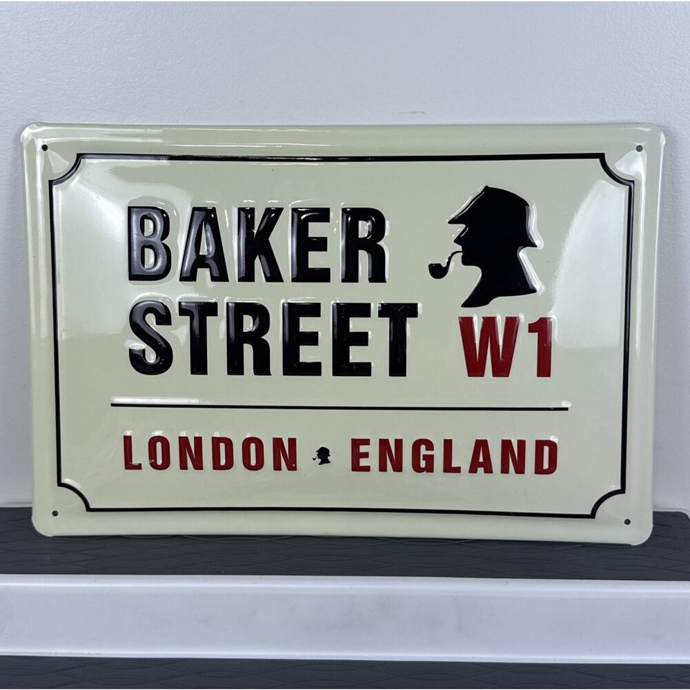 Baker Street W1 London England 3-D Relief Embossed Tin Sign Sherlock Holmes